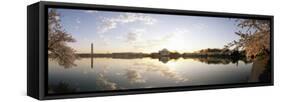 Reflection of Memorials in Water, Jefferson Memorial, Washington Monument, Washington DC, USA-null-Framed Stretched Canvas