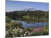 Reflection of Mountain and Trees in Lake, Mt Rainier National Park, Washington State, USA-null-Mounted Photographic Print