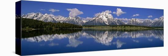 Reflection of Mountain in Water, Mt. Moran, Grand Teton National Park, Wyoming, USA-null-Stretched Canvas