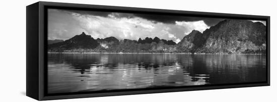 Reflection of Mountain on Water, Chiaw Lan Lake, Kao Sok National Park, Surat Thani Province-null-Framed Stretched Canvas