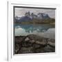 Reflection of Mountain Peak in a Lake, Torres Del Paine, Lake Pehoe-null-Framed Art Print