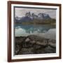 Reflection of Mountain Peak in a Lake, Torres Del Paine, Lake Pehoe-null-Framed Art Print