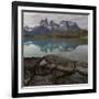 Reflection of Mountain Peak in a Lake, Torres Del Paine, Lake Pehoe-null-Framed Art Print