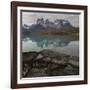 Reflection of Mountain Peak in a Lake, Torres Del Paine, Lake Pehoe-null-Framed Art Print