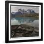 Reflection of Mountain Peak in a Lake, Torres Del Paine, Lake Pehoe-null-Framed Art Print