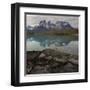 Reflection of Mountain Peak in a Lake, Torres Del Paine, Lake Pehoe-null-Framed Art Print