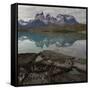 Reflection of Mountain Peak in a Lake, Torres Del Paine, Lake Pehoe-null-Framed Stretched Canvas