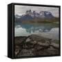 Reflection of Mountain Peak in a Lake, Torres Del Paine, Lake Pehoe-null-Framed Stretched Canvas