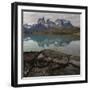 Reflection of Mountain Peak in a Lake, Torres Del Paine, Lake Pehoe-null-Framed Art Print