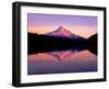 Reflection of mountain range in a lake, Mt Hood, Lost Lake, Mt Hood National Forest, Oregon, USA-null-Framed Photographic Print