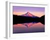 Reflection of mountain range in a lake, Mt Hood, Lost Lake, Mt Hood National Forest, Oregon, USA-null-Framed Photographic Print