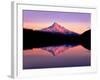 Reflection of mountain range in a lake, Mt Hood, Lost Lake, Mt Hood National Forest, Oregon, USA-null-Framed Photographic Print