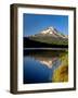 Reflection of mountain range in a lake, Mt Hood, Trillium Lake, Mt Hood National Forest, Clackam...-null-Framed Photographic Print