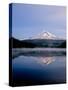 Reflection of mountain range in a lake, Mt Hood, Trillium Lake, Mt Hood National Forest, Oregon...-null-Stretched Canvas