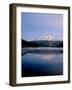 Reflection of mountain range in a lake, Mt Hood, Trillium Lake, Mt Hood National Forest, Oregon...-null-Framed Photographic Print