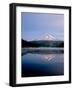 Reflection of mountain range in a lake, Mt Hood, Trillium Lake, Mt Hood National Forest, Oregon...-null-Framed Photographic Print