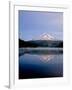 Reflection of mountain range in a lake, Mt Hood, Trillium Lake, Mt Hood National Forest, Oregon...-null-Framed Photographic Print