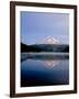 Reflection of mountain range in a lake, Mt Hood, Trillium Lake, Mt Hood National Forest, Oregon...-null-Framed Photographic Print