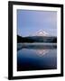 Reflection of mountain range in a lake, Mt Hood, Trillium Lake, Mt Hood National Forest, Oregon...-null-Framed Photographic Print