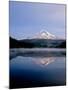 Reflection of mountain range in a lake, Mt Hood, Trillium Lake, Mt Hood National Forest, Oregon...-null-Mounted Photographic Print