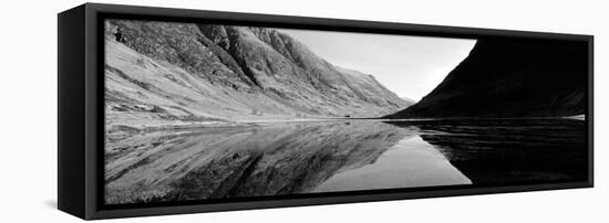 Reflection of Mountains in a Lake, Loch Achtriochtan, Glencoe, Highlands Region, Scotland-null-Framed Stretched Canvas