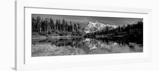 Reflection of Mountains in a Lake, Mt Shuksan, Picture Lake, North Cascades National Park-null-Framed Photographic Print