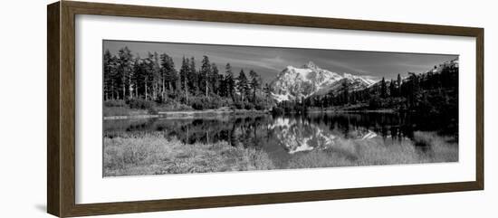 Reflection of Mountains in a Lake, Mt Shuksan, Picture Lake, North Cascades National Park-null-Framed Photographic Print