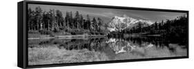 Reflection of Mountains in a Lake, Mt Shuksan, Picture Lake, North Cascades National Park-null-Framed Stretched Canvas