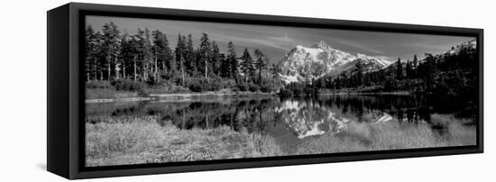 Reflection of Mountains in a Lake, Mt Shuksan, Picture Lake, North Cascades National Park-null-Framed Stretched Canvas