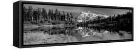 Reflection of Mountains in a Lake, Mt Shuksan, Picture Lake, North Cascades National Park-null-Framed Stretched Canvas