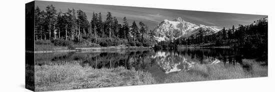 Reflection of Mountains in a Lake, Mt Shuksan, Picture Lake, North Cascades National Park-null-Stretched Canvas