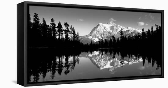 Reflection of Mountains in a Lake, Mt Shuksan, Picture Lake, North Cascades National Park-null-Framed Stretched Canvas