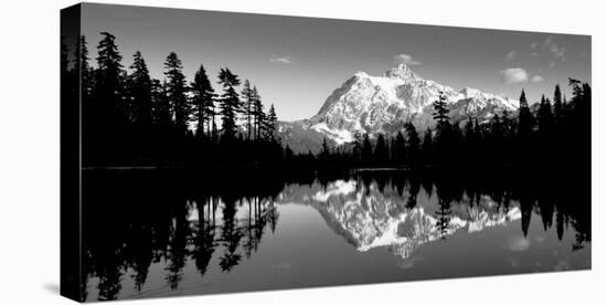 Reflection of Mountains in a Lake, Mt Shuksan, Picture Lake, North Cascades National Park-null-Stretched Canvas