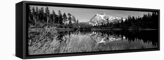 Reflection of Mountains in a Lake, Mt Shuksan, Picture Lake, North Cascades National Park-null-Framed Stretched Canvas