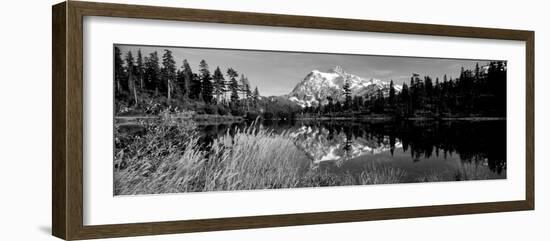 Reflection of Mountains in a Lake, Mt Shuksan, Picture Lake, North Cascades National Park-null-Framed Photographic Print