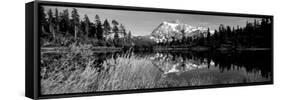 Reflection of Mountains in a Lake, Mt Shuksan, Picture Lake, North Cascades National Park-null-Framed Stretched Canvas