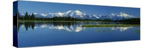 Reflection of Mountains in Lake, Mt. Foraker and Mt. Mckinley, Denali National Park, Alaska, USA-null-Stretched Canvas