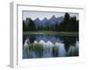 Reflection of Mountains in River, Schwabacher's Landing, Grand Teton National Park, Wyoming, USA-Scott T^ Smith-Framed Photographic Print