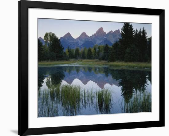 Reflection of Mountains in River, Schwabacher's Landing, Grand Teton National Park, Wyoming, USA-Scott T^ Smith-Framed Photographic Print