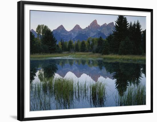 Reflection of Mountains in River, Schwabacher's Landing, Grand Teton National Park, Wyoming, USA-Scott T^ Smith-Framed Photographic Print