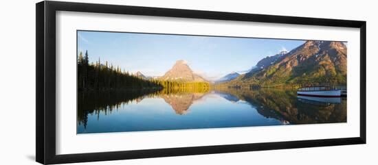 Reflection of mountains in Two Medicine Lake, Glacier National Park, Montana, USA-null-Framed Photographic Print