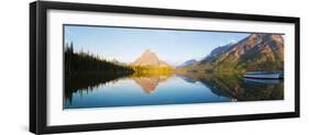 Reflection of mountains in Two Medicine Lake, Glacier National Park, Montana, USA-null-Framed Photographic Print