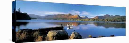 Reflection of Mountains in Water, Derwent Water, Lake District, England-null-Stretched Canvas