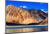 Reflection of Mountains on Pangong Tso (Lake) with Blue Sky in Background. it is Huge Lake in Ladak-Rudra Narayan Mitra-Mounted Photographic Print