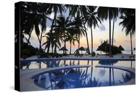 Reflection of Palm Trees in Swimming Pool at Sunrise-Peter Richardson-Stretched Canvas