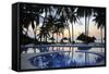 Reflection of Palm Trees in Swimming Pool at Sunrise-Peter Richardson-Framed Stretched Canvas