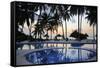 Reflection of Palm Trees in Swimming Pool at Sunrise-Peter Richardson-Framed Stretched Canvas