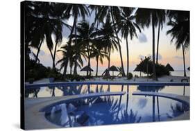 Reflection of Palm Trees in Swimming Pool at Sunrise-Peter Richardson-Stretched Canvas