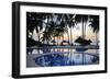 Reflection of Palm Trees in Swimming Pool at Sunrise-Peter Richardson-Framed Photographic Print