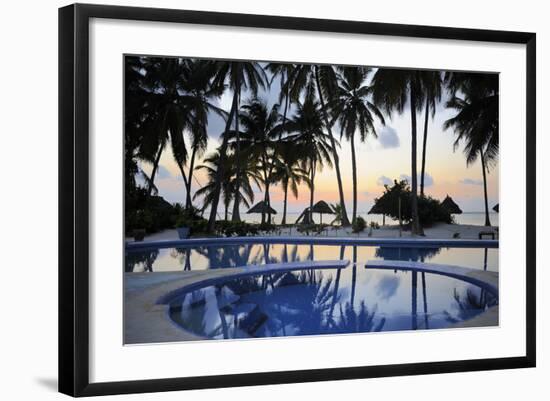 Reflection of Palm Trees in Swimming Pool at Sunrise-Peter Richardson-Framed Photographic Print